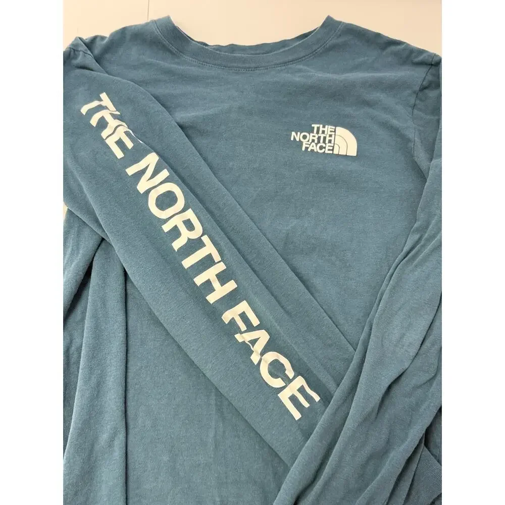 The North Face Blue Long Sleeve Logo Graphic Tee Outdoor Casual Shirt M